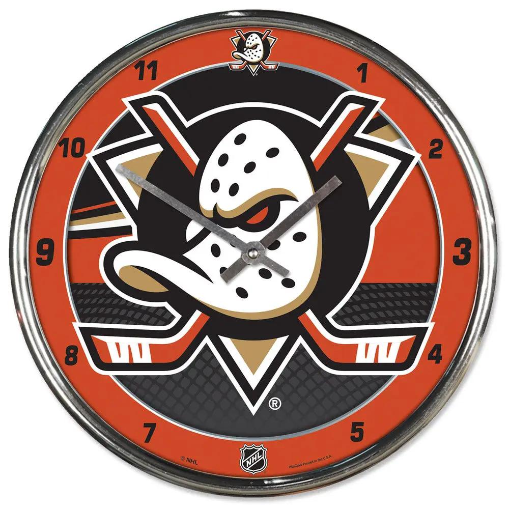 Anaheim Ducks Clock Round Wall Style Chrome Periodic Restock
