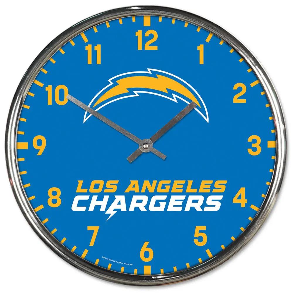 Los Angeles Chargers Clock Wall Style Round Chrome Periodic Restock