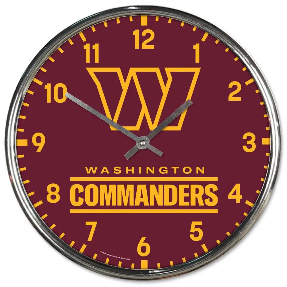 Washington Commanders Clock Round Wall Style Chrome Periodic Restock