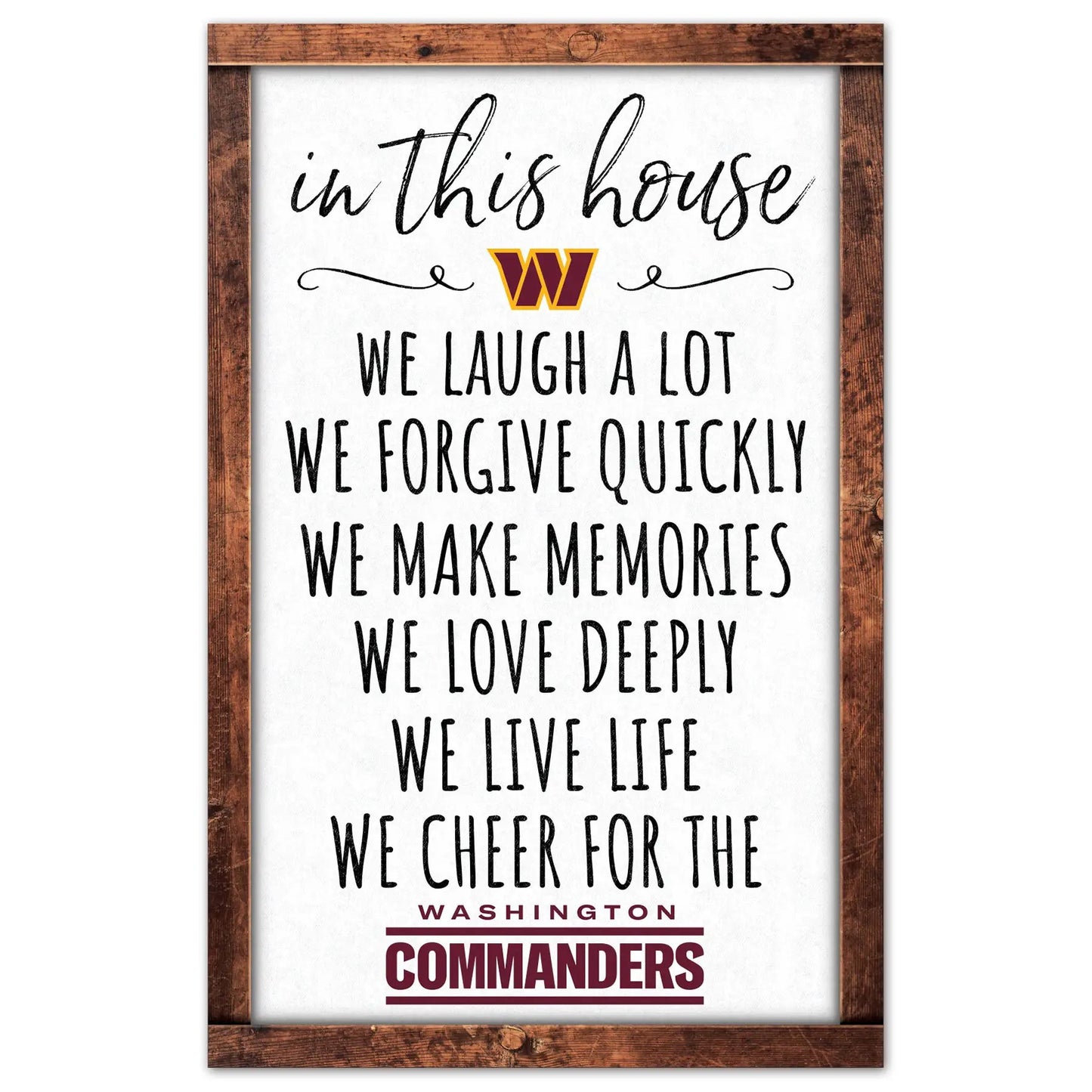Washington Commanders Sign 11x17 Wood In This House