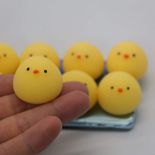 Yellow Fat Chicken Squeeze Toy | Round, Desk Fidget