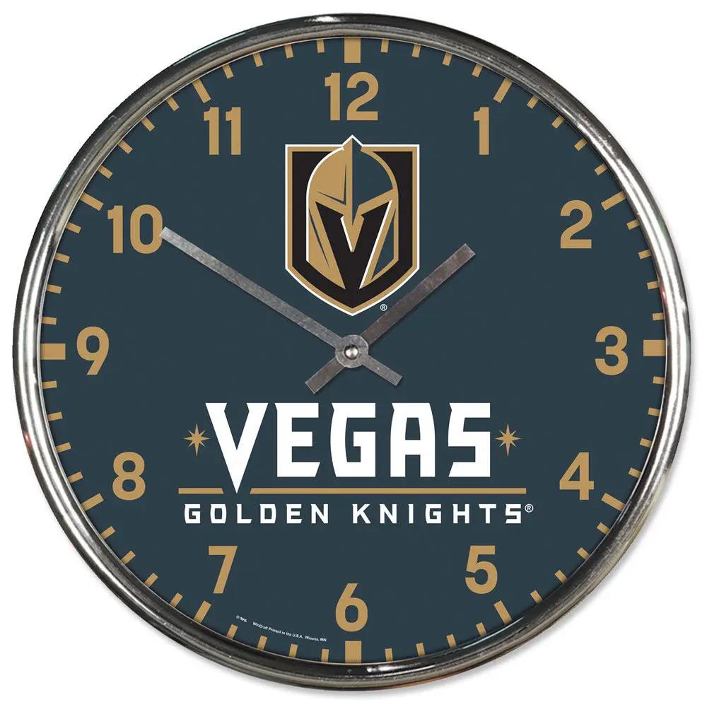 Vegas Golden Knights Clock Round Wall Style Chrome Periodic Restock