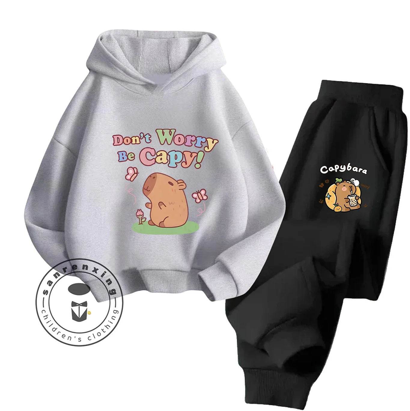2D Capybara 2025 New Hoodie Set Print Fashion Casual Kids Teens Boys Girls Hot Sale Autumn Winter - ToylandEU