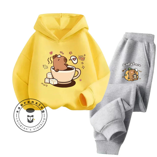2D Capybara Hoodie Set 2025 New Print Cartoon Fashion Casual Kids Teens Boys Girls Hot Sale Autumn Winter - ToylandEU