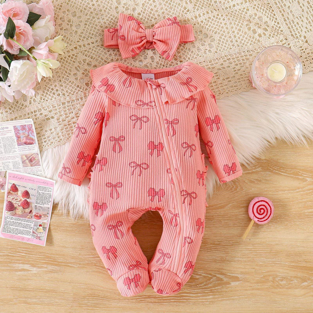 Baby Long-Sleeve One-Piece Romper | Solid, Cartoon And Floral Patterns