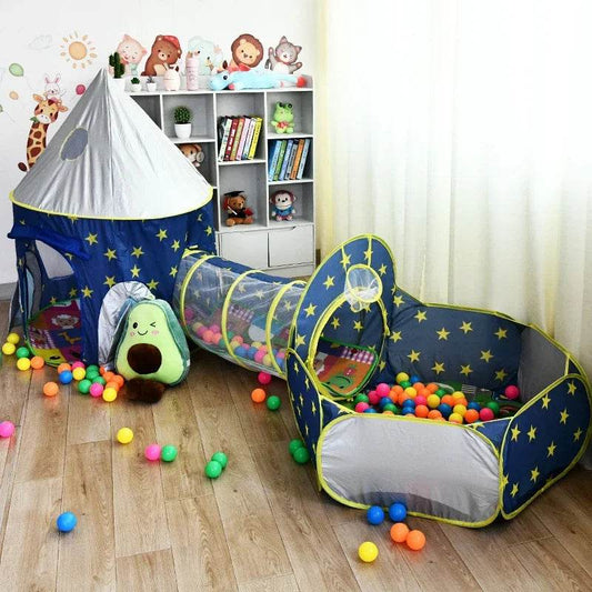 3 In 1 Portable Rocket Children's Tent Toys Ball Pool Tunnel - ToylandEU