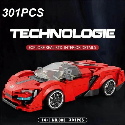 301PCS Red Sports Car Building Block Creative Vehicle Model - ToylandEU™