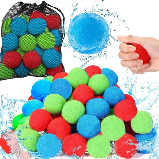 30Pcs Water Soaker Balls Reusable Sponge Water Balloons Cotton Splash Toys for Pool Beach Outdoor Summer Swimming Games - ToylandEU