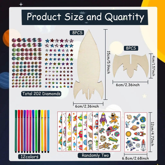 32 PCS of rocket woodworking crafts, rocket toys, birthday crafts, DIY crafts, DIY paintings, children's birthday gifts - ToylandEU™