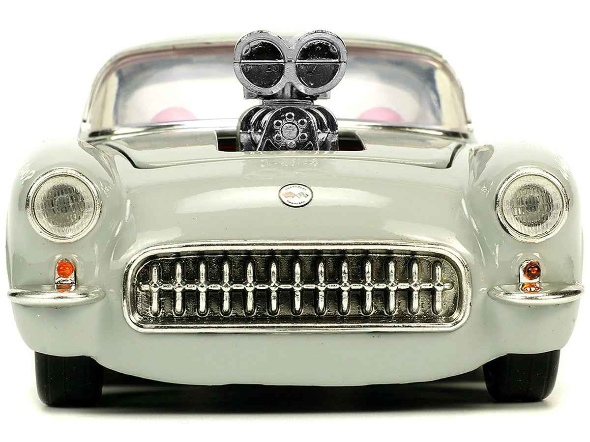 1957 Chevrolet Corvette Beige with Pink Interior with Bugs Bunny Figure | 1/24 Scale Figure | Jada | Collector Quality