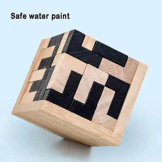 3D Cube Puzzle Luban Interlocking Wooden Educational Toy for Kids Brain Development - ToylandEU™