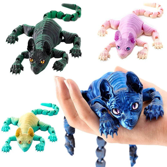 3D Printed Miniature Hairless Cat Model Doll Toy Figurine - ToylandEU