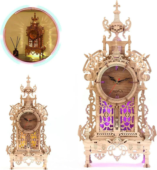 3D Wood Puzzle LED Tower Clock Calming DIY Decor - ToylandEU™