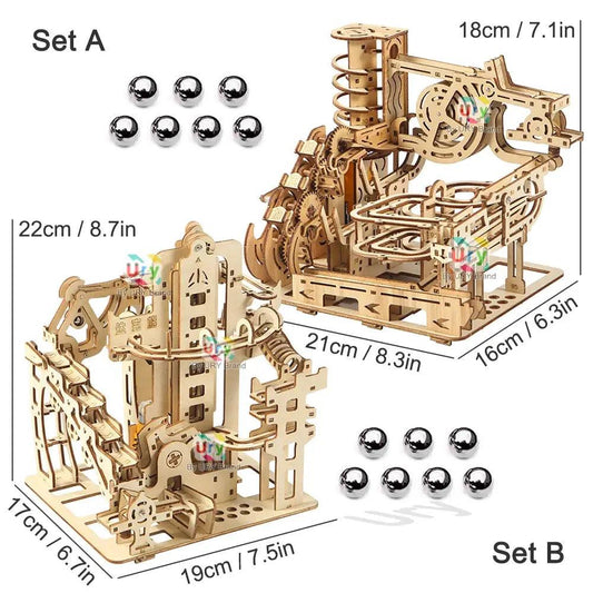 3D Wooden Marble Run Puzzle With Electric Catapult Track - ToylandEU™