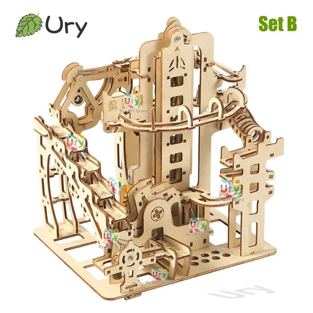 3D Wooden Marble Run Puzzle With Electric Catapult Track - ToylandEU™