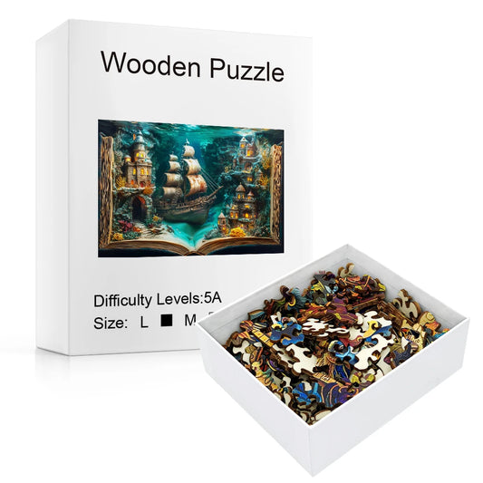 3D Wooden Puzzle Book Scene Educational for Montessori Learning - ToylandEU