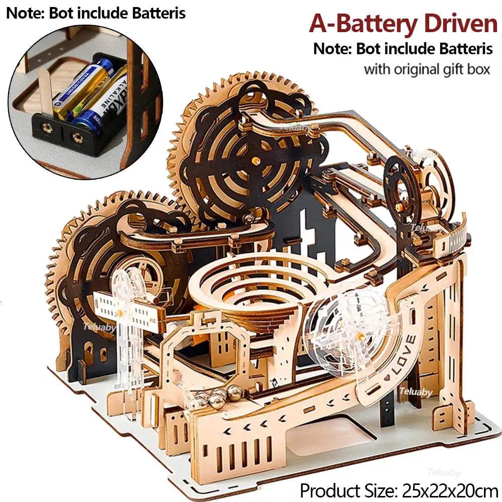 3D Wooden Puzzle Marble Run Kit Builds Steam Skills - ToylandEU™