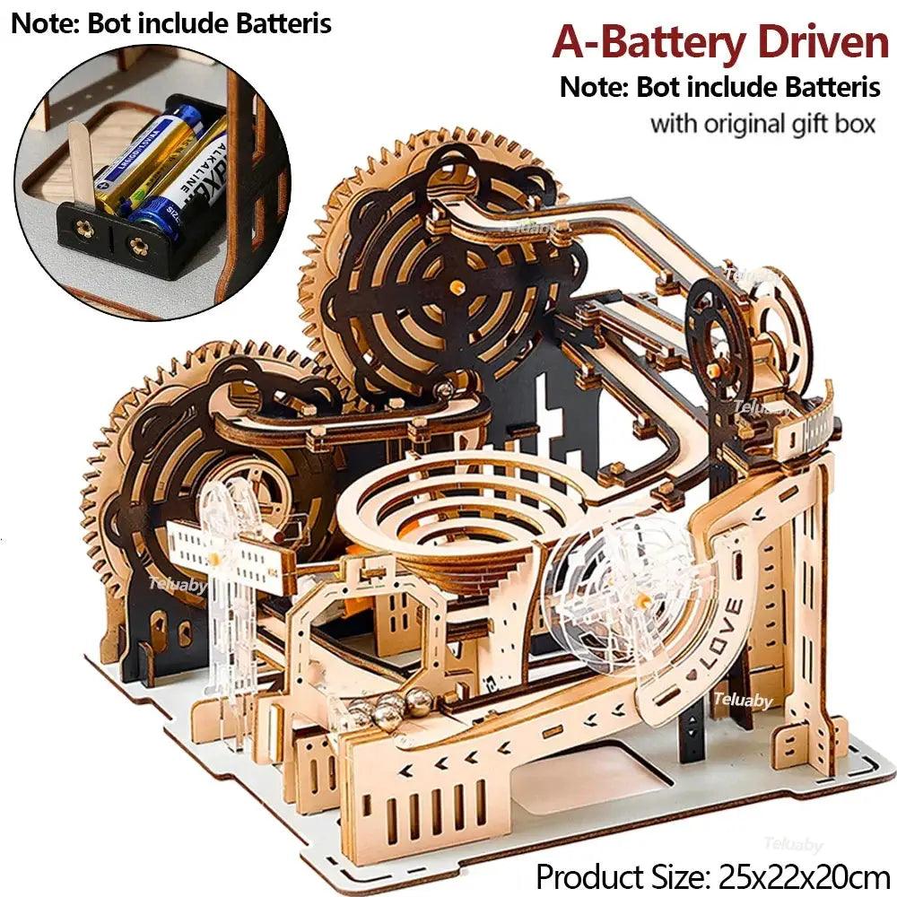 3D Wooden Puzzle Marble Run Kit Builds Steam Skills - ToylandEU™