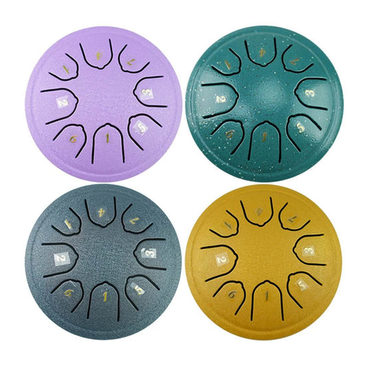 4.5 Inch 8 Tone Steel Tongue Drum Mini Hand Pan Drum With Drumsticks Tambourine And Accessories - ToylandEU