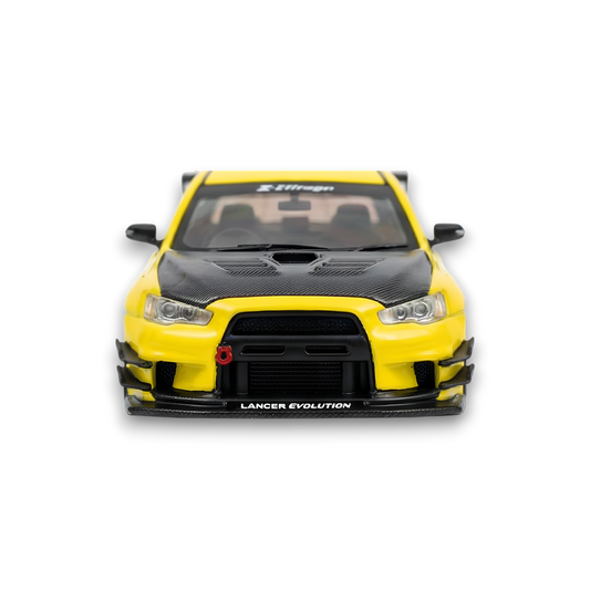 404ERROR Mitsubishi Evolution X Varis Widebody Yellow 1:64 - Lot57Supplies Diecast Shop