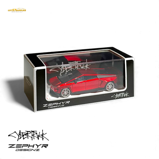 404ERROR Tesla Cybertruck Custom Widebody Lowered - Metallic Red 1:64 - ToylandEU