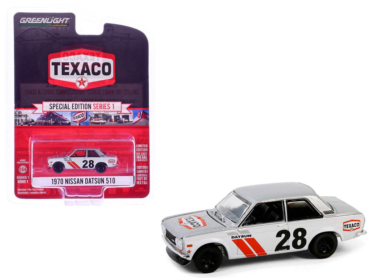 1970 Nissan Datsun 510 #28 | 1/64 Diecast Model Car | Greenlight | Texaco Series