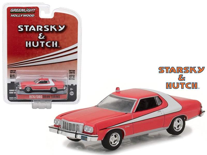 1976 Ford Gran Torino Red with White Stripe | 1/64 Diecast Model Car | Greenlight | Starsky and Hutch Series