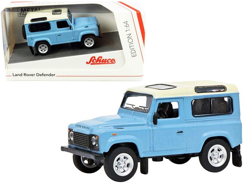 Land Rover Defender Light Blue with Cream Top | 1/64 Diecast Model Car | Schuco | Collector Quality