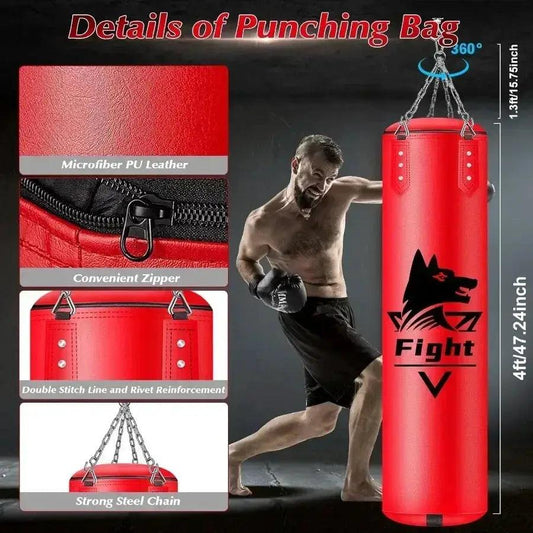 4Ft Hanging Punching Bag Durable PU Leather For Adults - ToylandEU™
