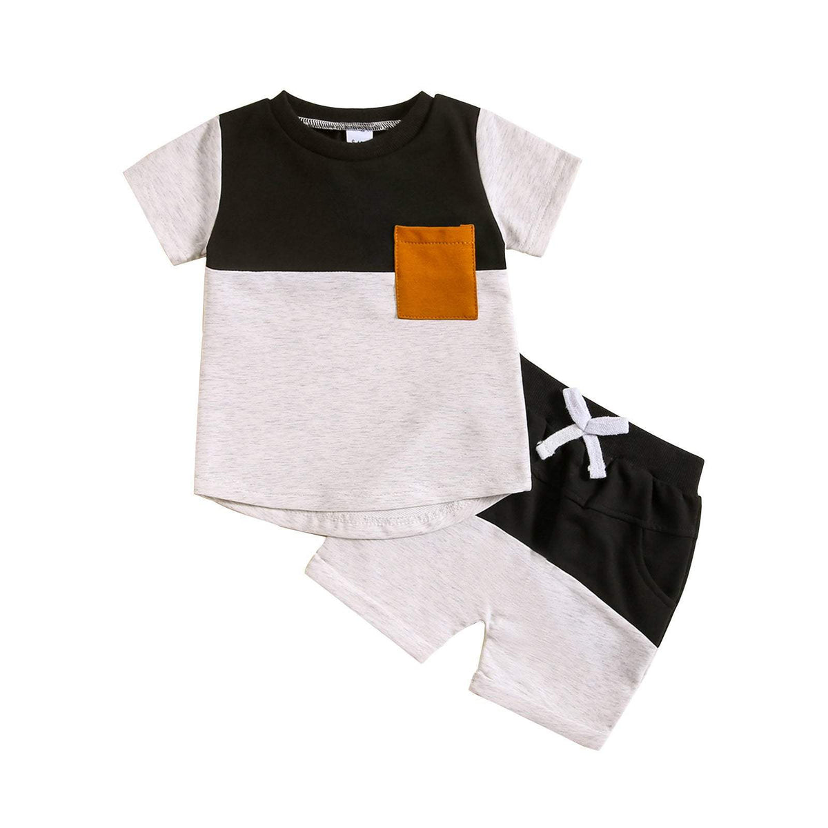 Boys' Color-Block Crew-Neck Short-Sleeve Suit | Army Green, Blue, Black