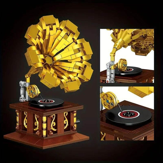 582PCS Gramophone Model Building Blocks DIY European Retro Vinyl Record Player - ToylandEU