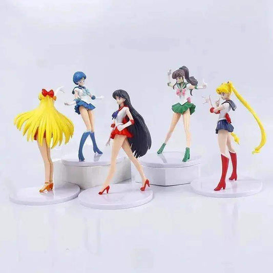 5pc Sailor Moon Anime Figures, Minako Aino, Rei Hino, Ami Mizuno, Usagi Tsukino, Makoto Kino Anime Figurine 7 in - ToylandEU