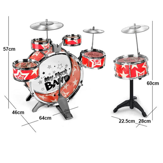 6-Piece Kids Drum Set Drum Kit Jazz With Stool Pedal Drumsticks - ToylandEU