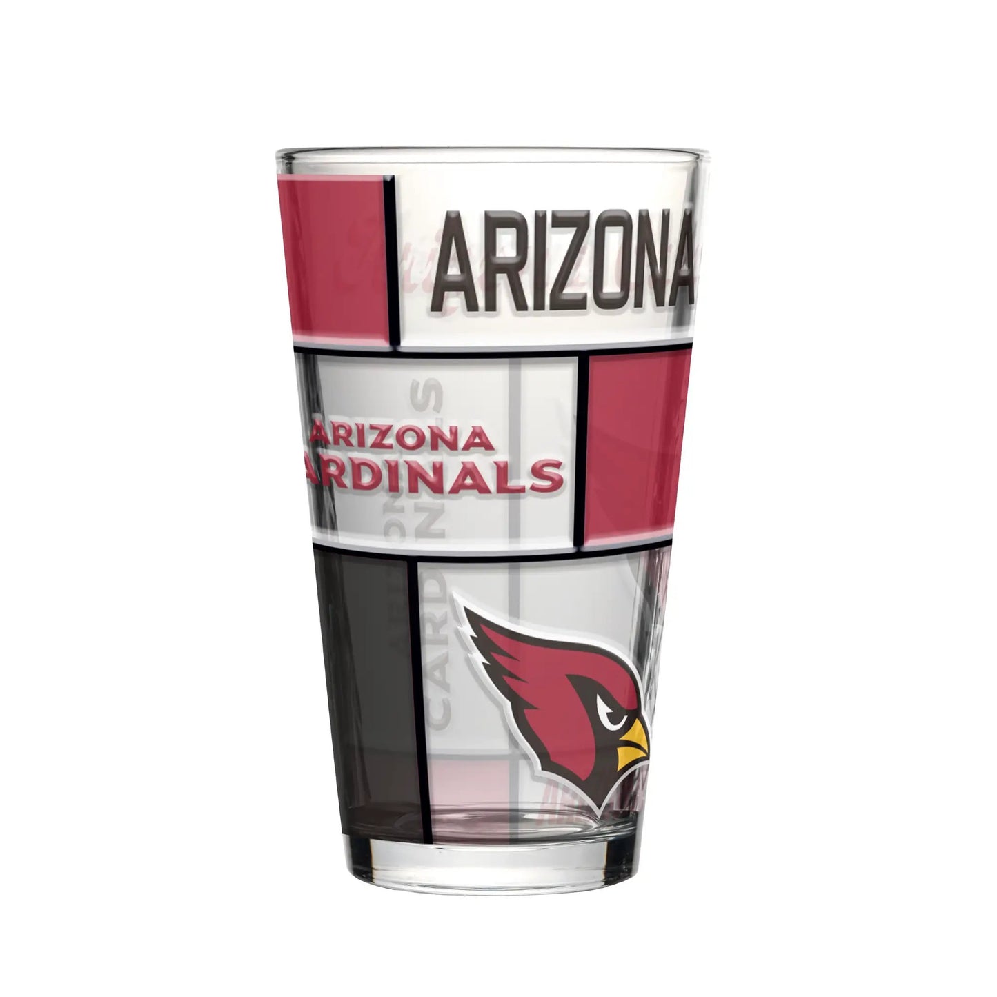 Arizona Cardinals Pint Glass 16oz Quilted Stained Boxed