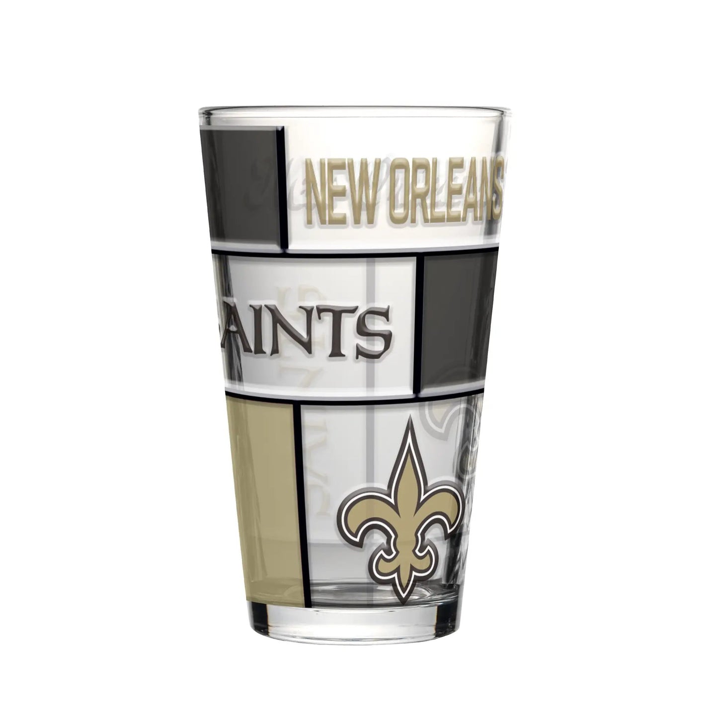 New Orleans Saints Pint Glass 16oz Quilted Stained Boxed