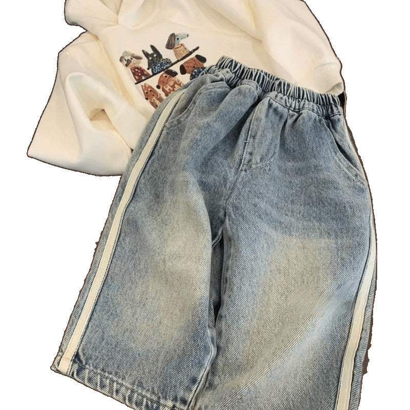 Kids' Loose Jeans | Thin Spring And Autumn Pants | Hairband Waist | 90-140 cm