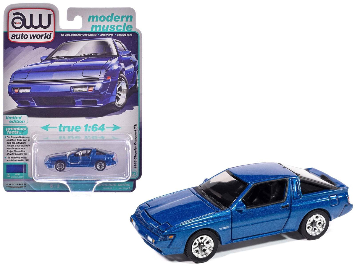 1988 Chrysler Conquest TSi Bright Blue Metallic | 1/64 Diecast Model Car | Auto World | Modern Muscle Series