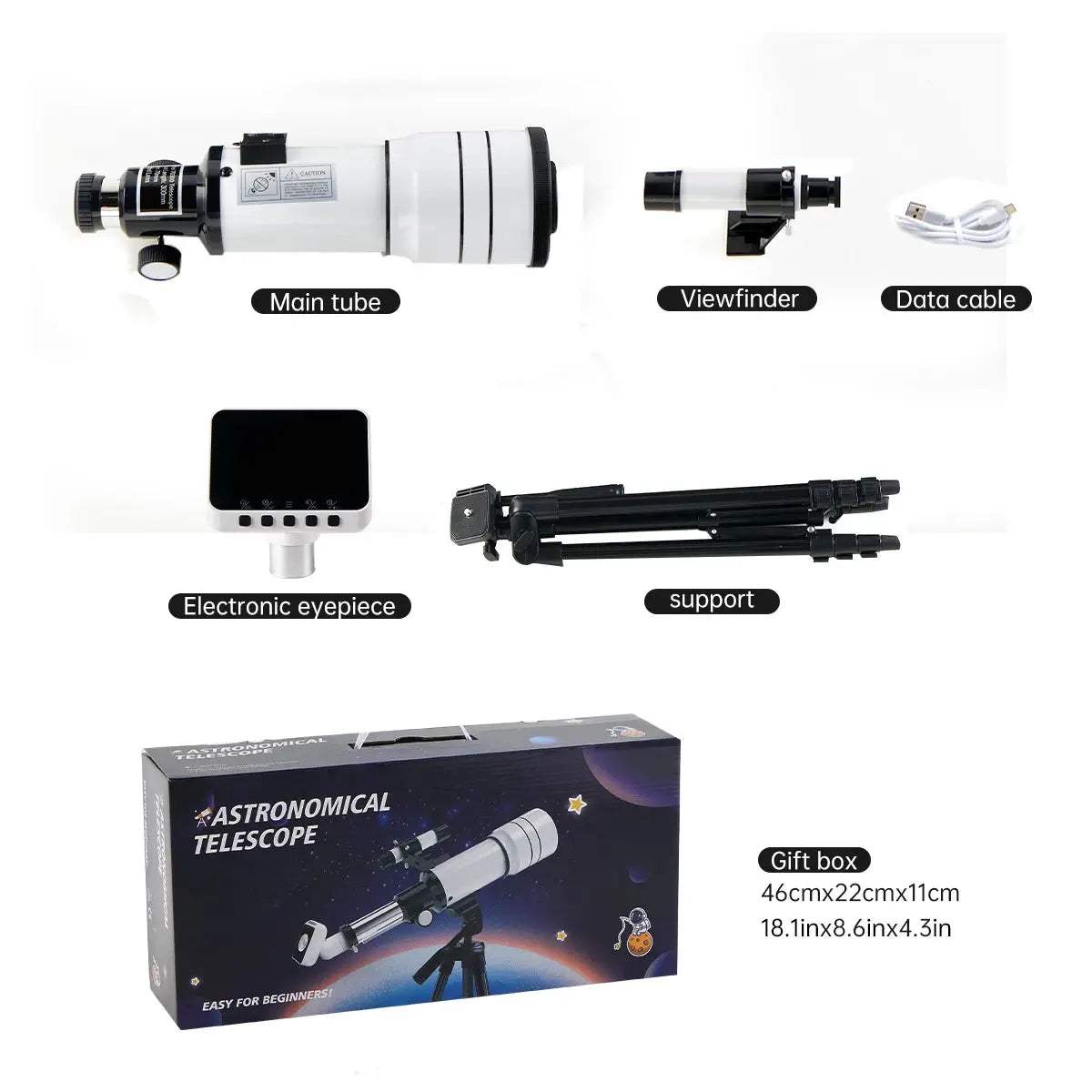 70mm Large Aperture Monocular Astronomical Telescope With Electronic Eyepiece - ToylandEU