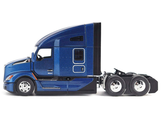 Kenworth T680 Truck Tractor Deep Cerulean Blue Metallic | 1/50 Diecast Model Tractor | Diecast Masters | Transport Series