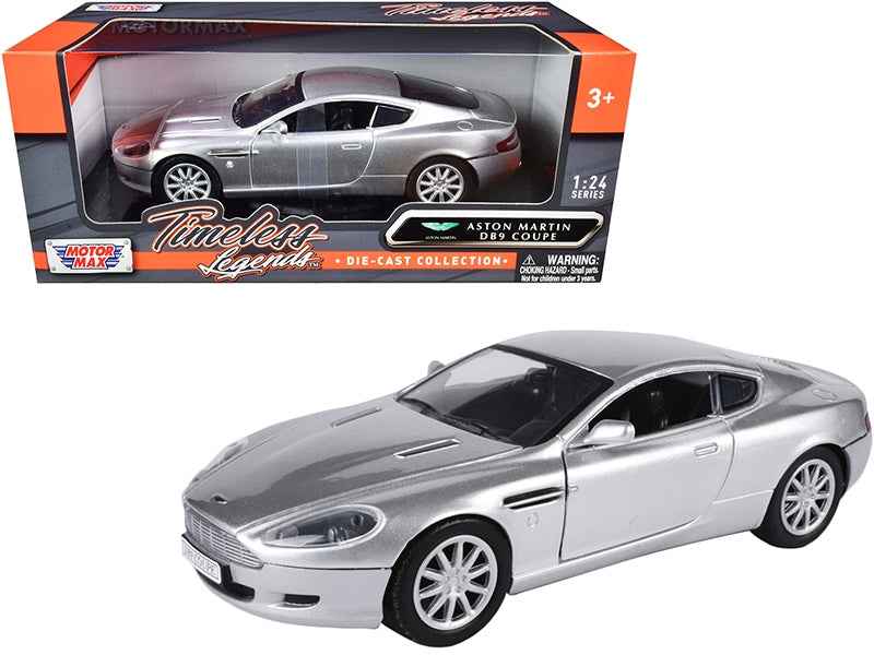 Aston Martin DB9 Coupe Silver Metallic | 1/24 Diecast Model Car | Motormax | Timeless Legends Series