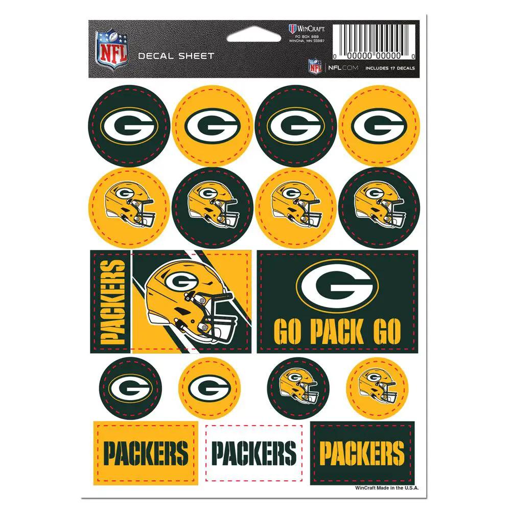 Green Bay Packers Decal Sheet 5x7 Vinyl
