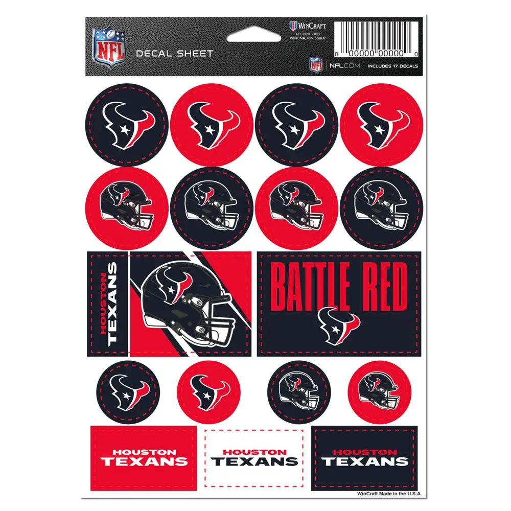 Houston Texans Decal Sheet 5x7 Vinyl