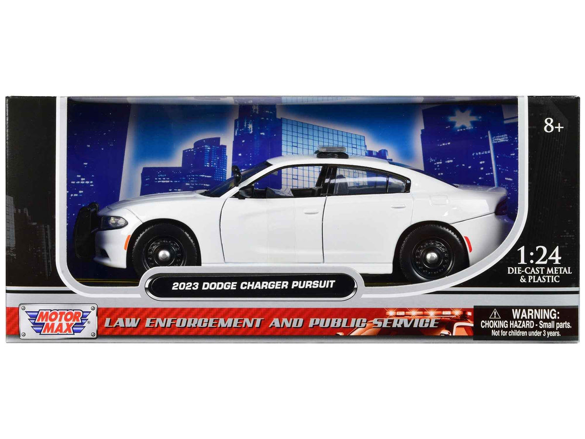 2023 Dodge Charger Pursuit Police Car Plain White | 1/24 Diecast Model Car | Motormax | Law Enforcement and Public Service Series