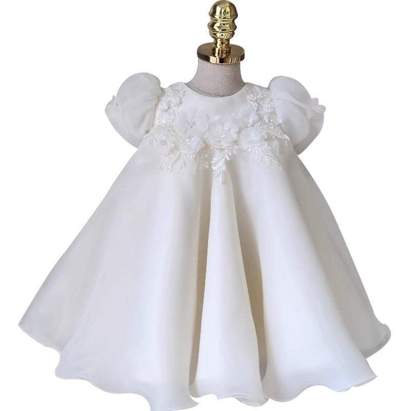 Girls Wedding Dress | Polyester Fabric | White Color | Sizes 80 To 130cm