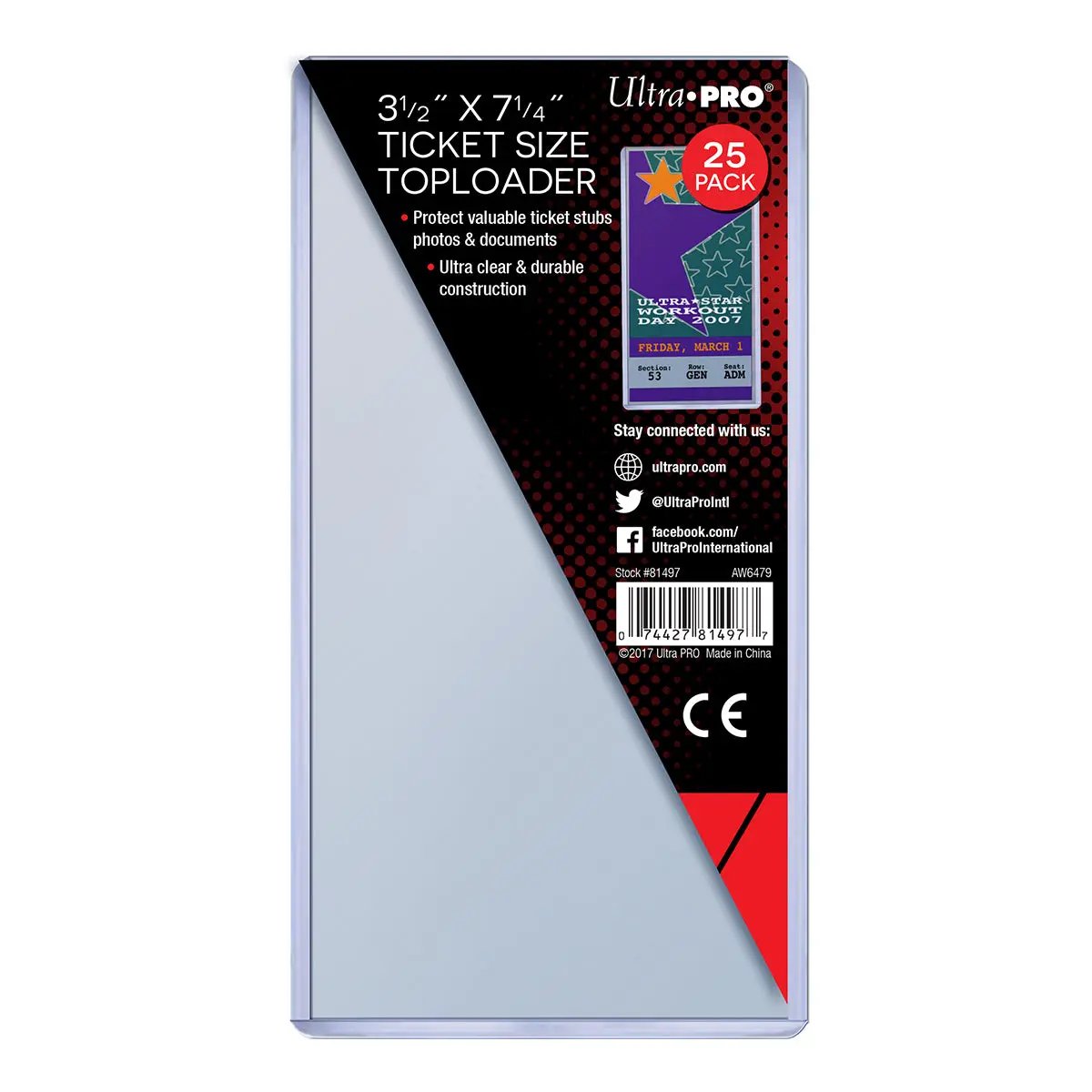 Toploader - 3-3/8x 7-1/4 Ticket (25 per pack)