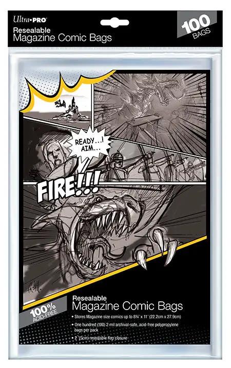 Comic Bags - Magazine Size - Resealable (100 per pack)