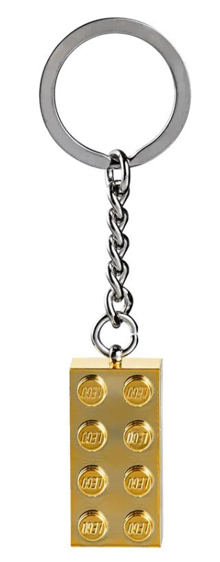 LEGO® Key Chain | 2x4 Gold Brick Design | Gold Stud | Ages 6+