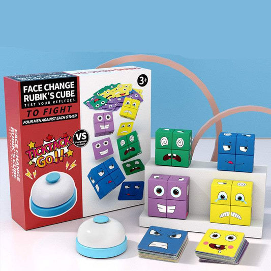 Wooden Emoticon Face Puzzle Blocks | Montessori