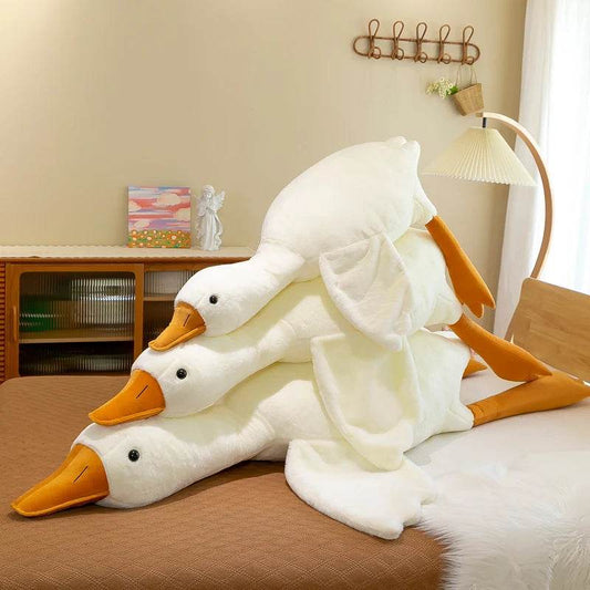 90-190cm Lovely Big White Goose Plush Toy Big Goose Doll Sleep on Bed Birthday Gift Girl - ToylandEU