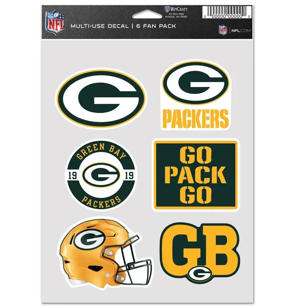 Green Bay Packers Decal Multi Use Fan 6 Pack